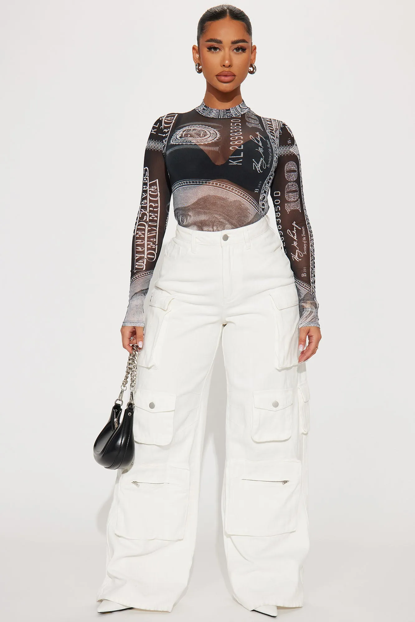 Better Have My Money Mesh Bodysuit - Black/White