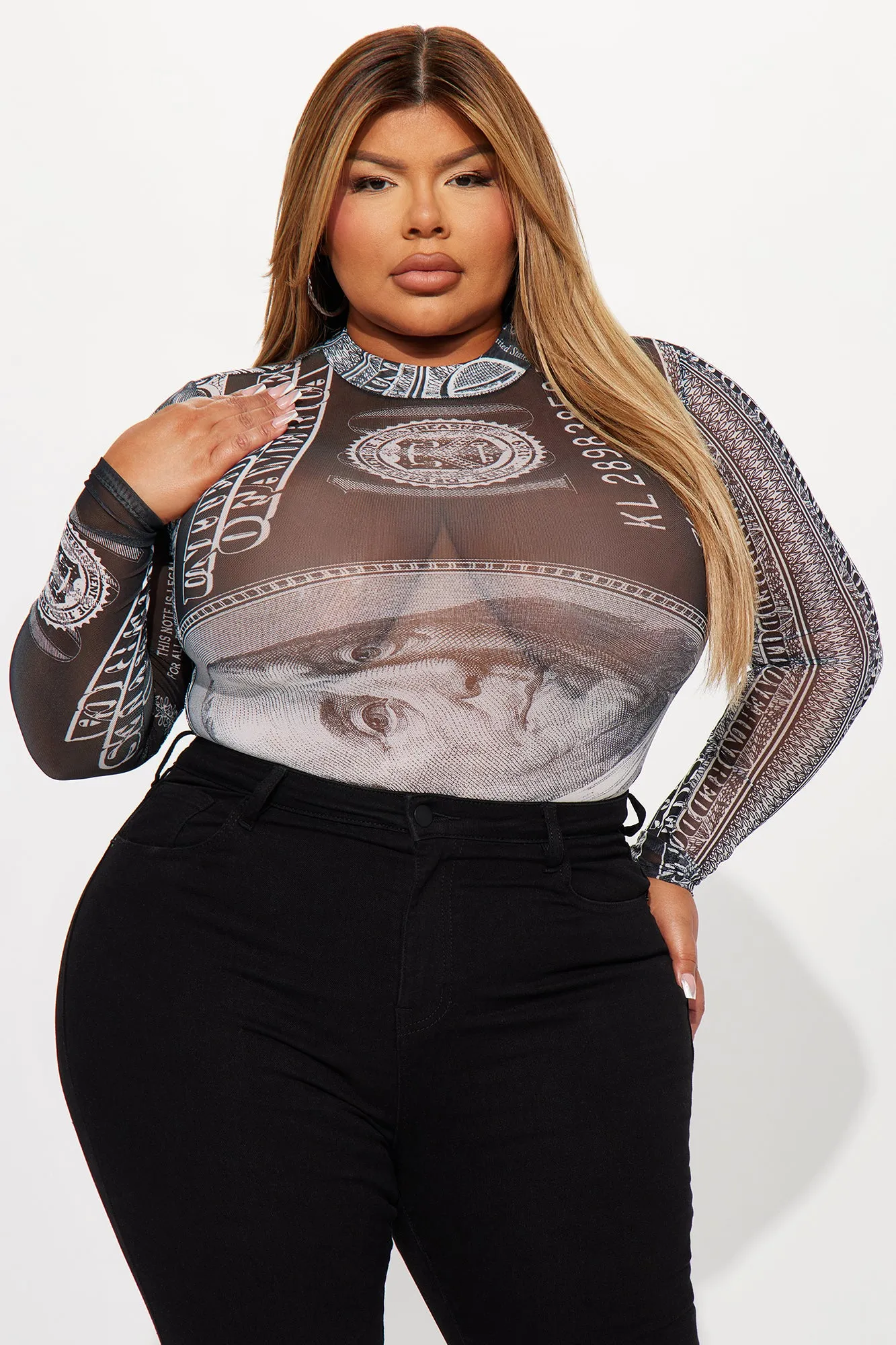 Better Have My Money Mesh Bodysuit - Black/White