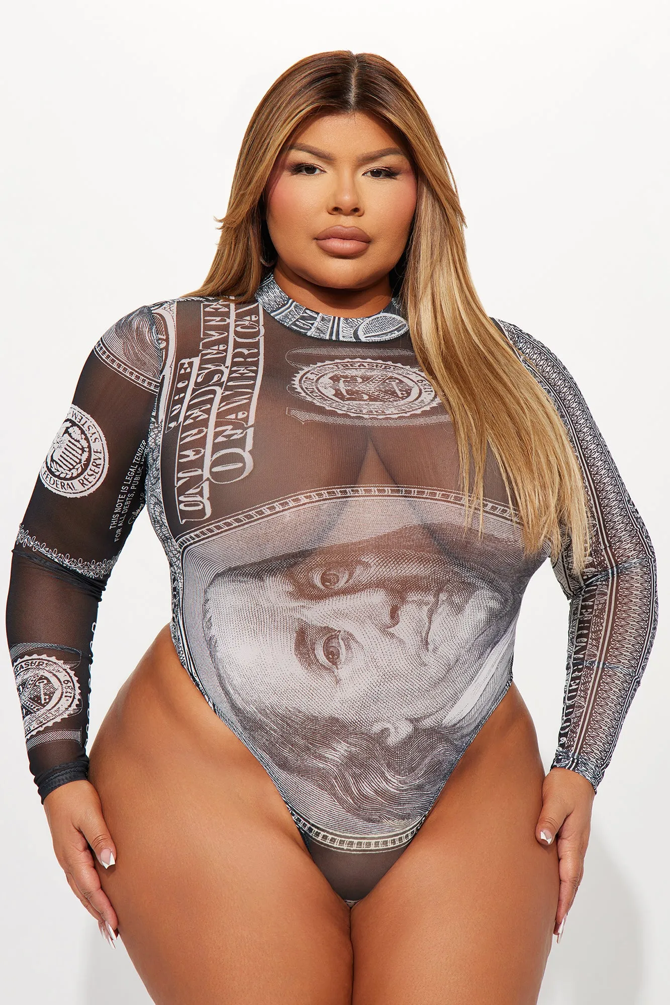 Better Have My Money Mesh Bodysuit - Black/White