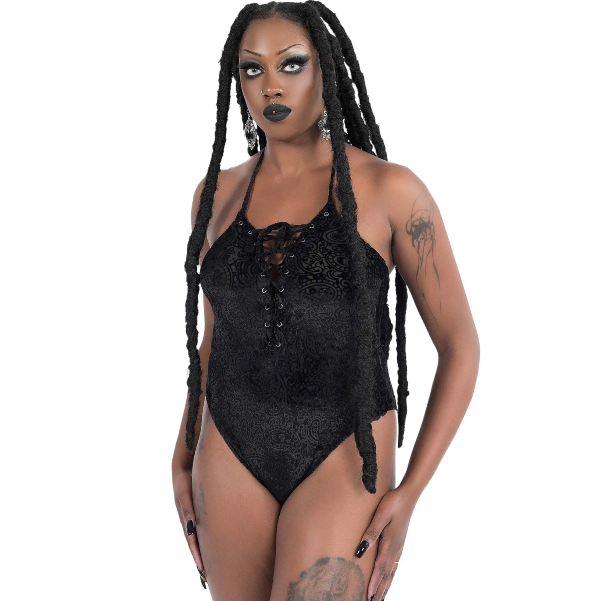 Black Midnyte Velvet Bodysuit