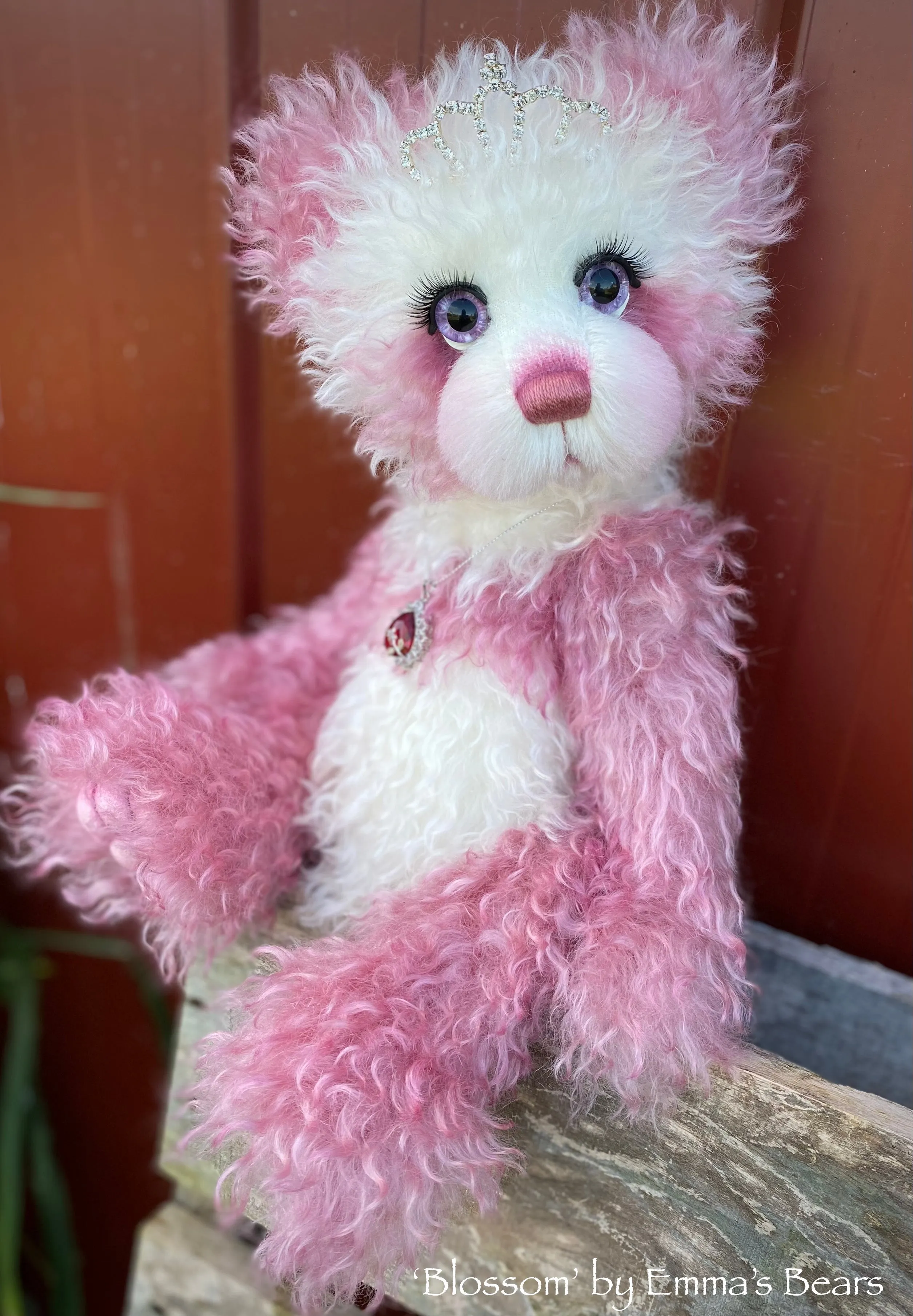 Blossom - 16" Hand-dyed Curlylocks Mohair Artist Bear by Emma's Bears - OOAK