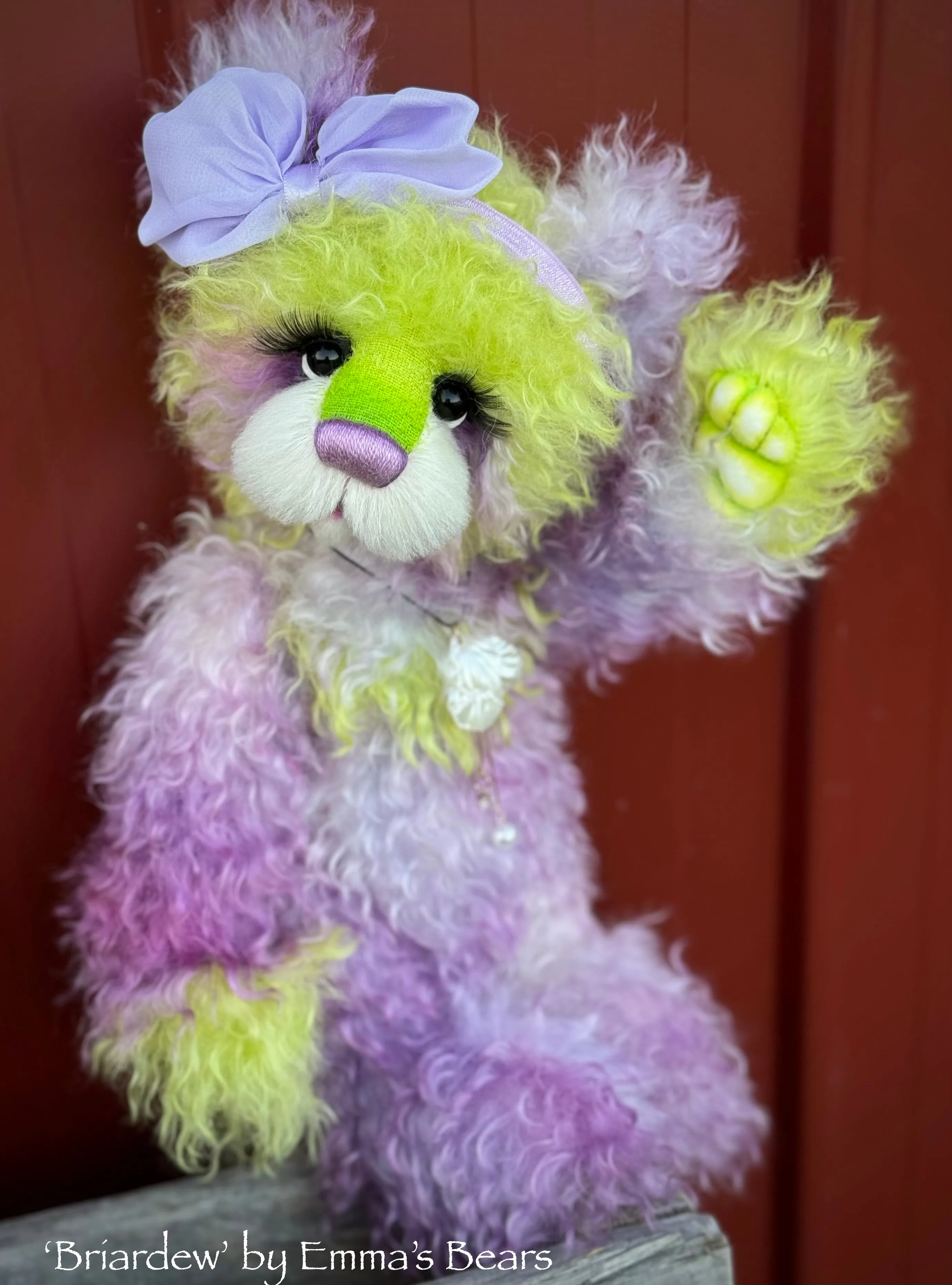 Briardew - 13" Hand-Dyed Curlylocks Mohair Bear by Emma's Bears - OOAK