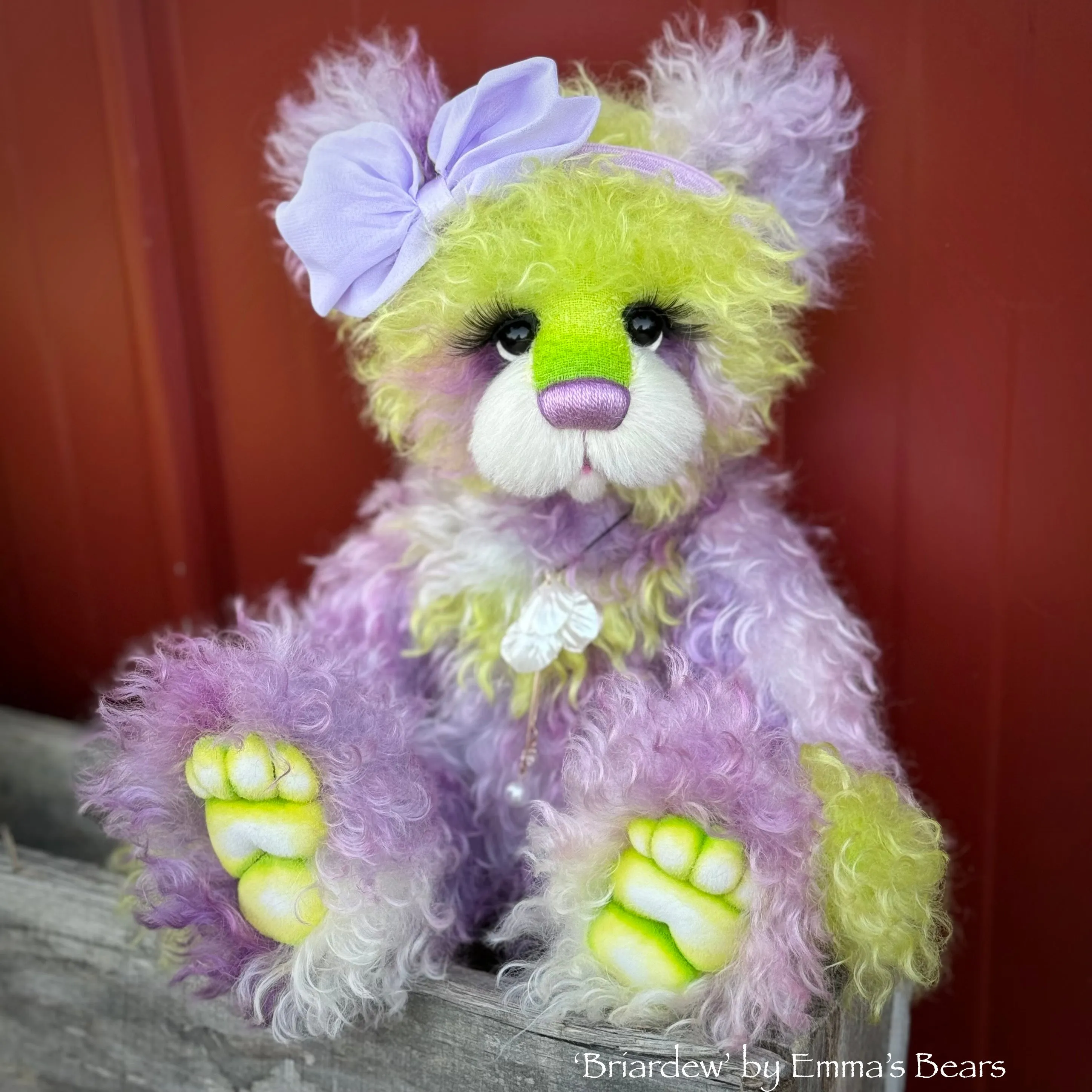 Briardew - 13" Hand-Dyed Curlylocks Mohair Bear by Emma's Bears - OOAK