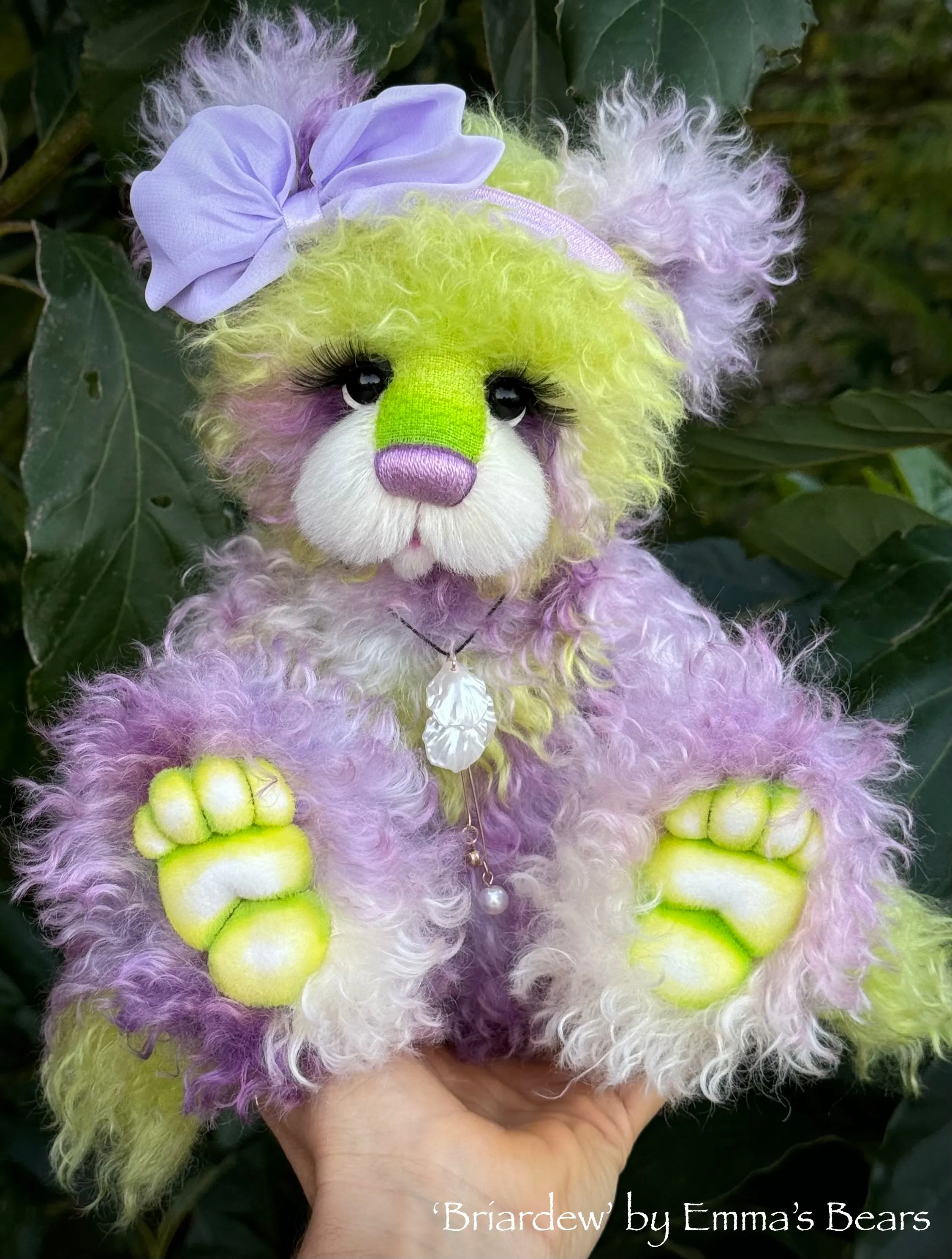 Briardew - 13" Hand-Dyed Curlylocks Mohair Bear by Emma's Bears - OOAK