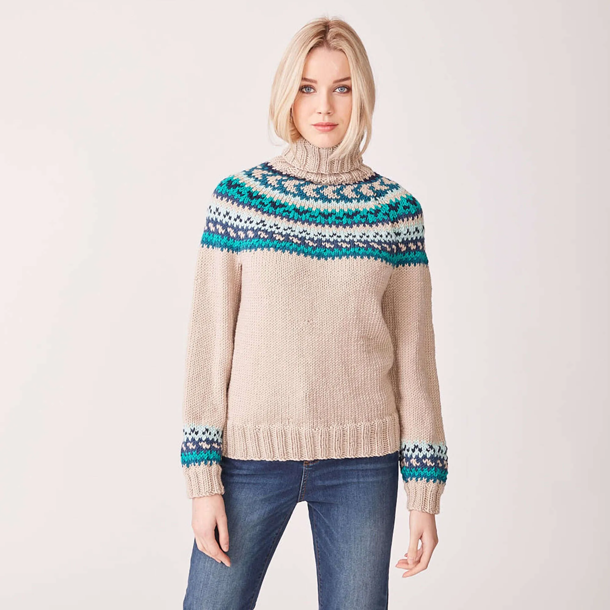 Caron X Pantone Fair Isle Knit Turtleneck