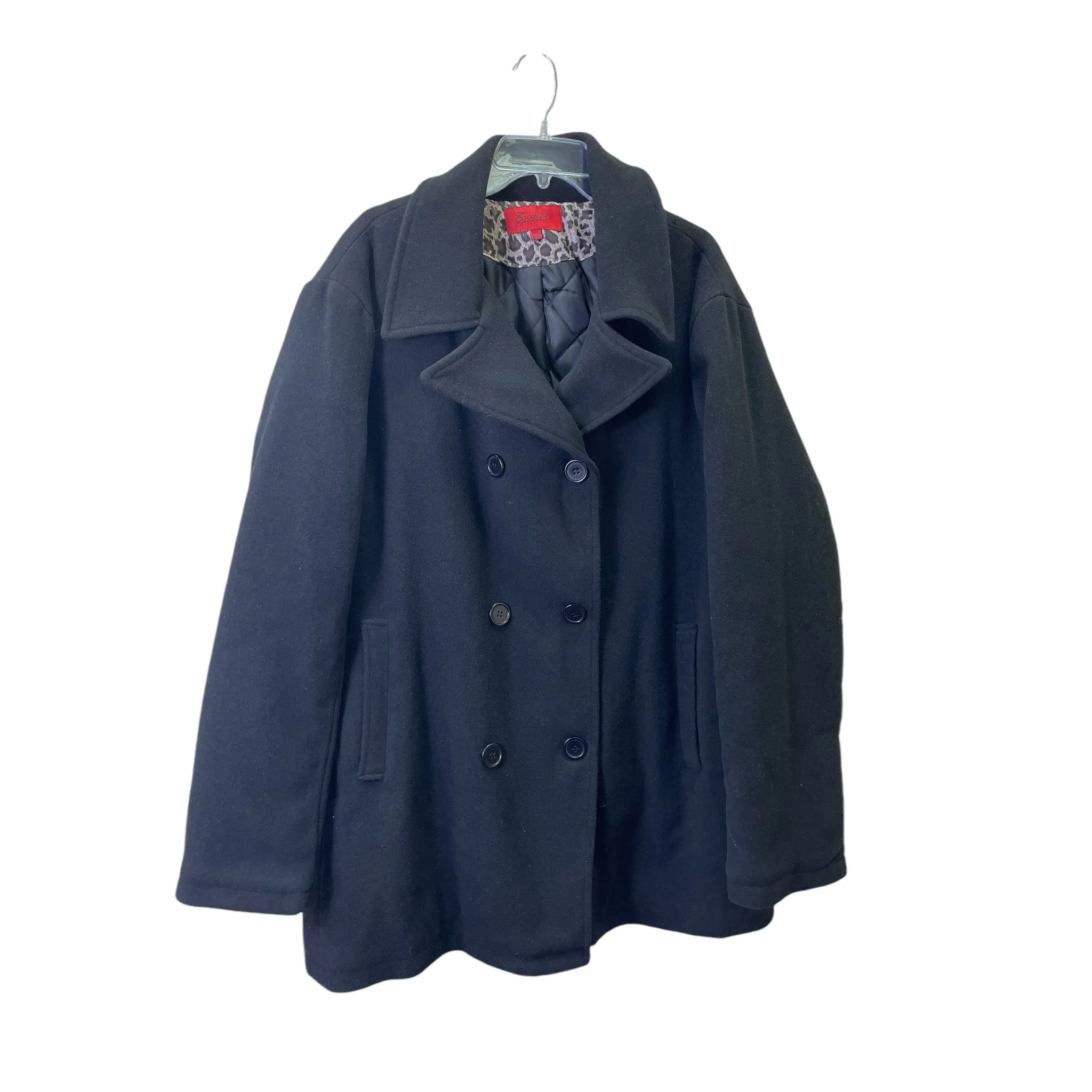 Coat Peacoat By Excelled Collection In Black, Size:3X