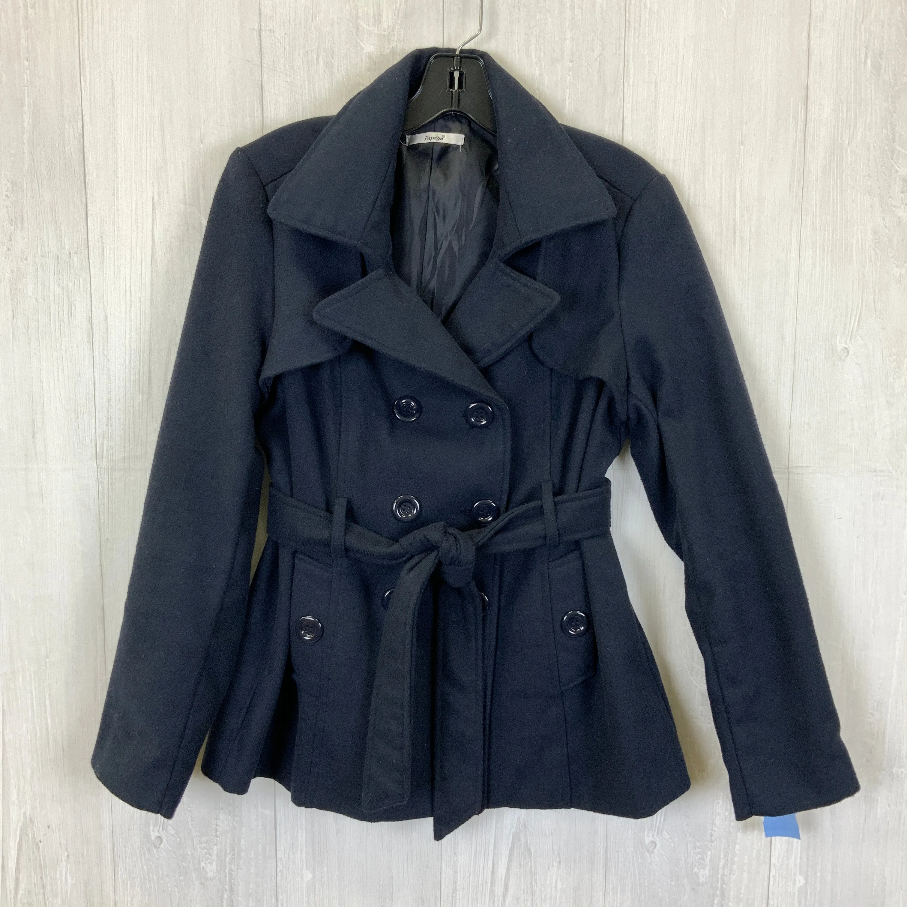 Coat Peacoat By Papaya In Navy, Size: L