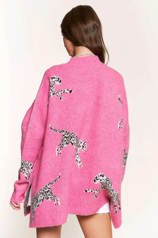 Emerson Pink Cheetah Print Knit Sweater