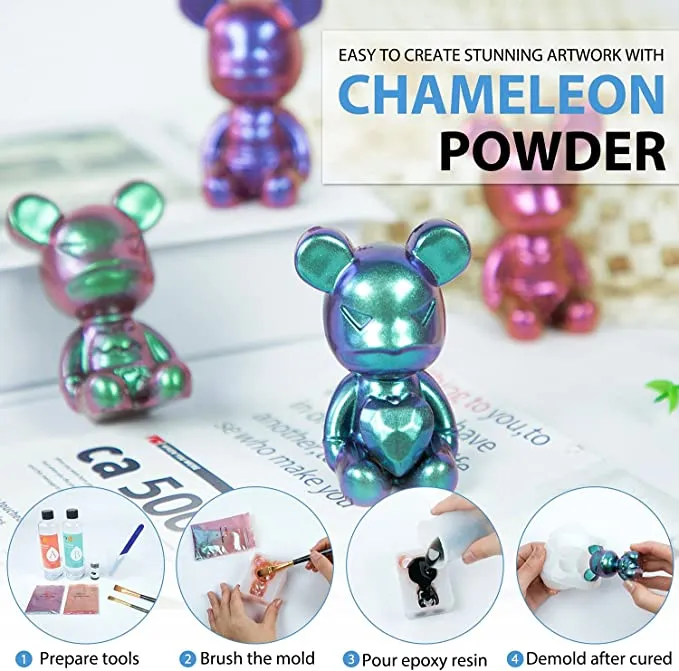 [EXCLUSIVE FREE GIFT] Chameleon Mica Powder for Epoxy Resin - 6 Colors Shimmery Chameleon Pigment Powder (0.17oz/Color)