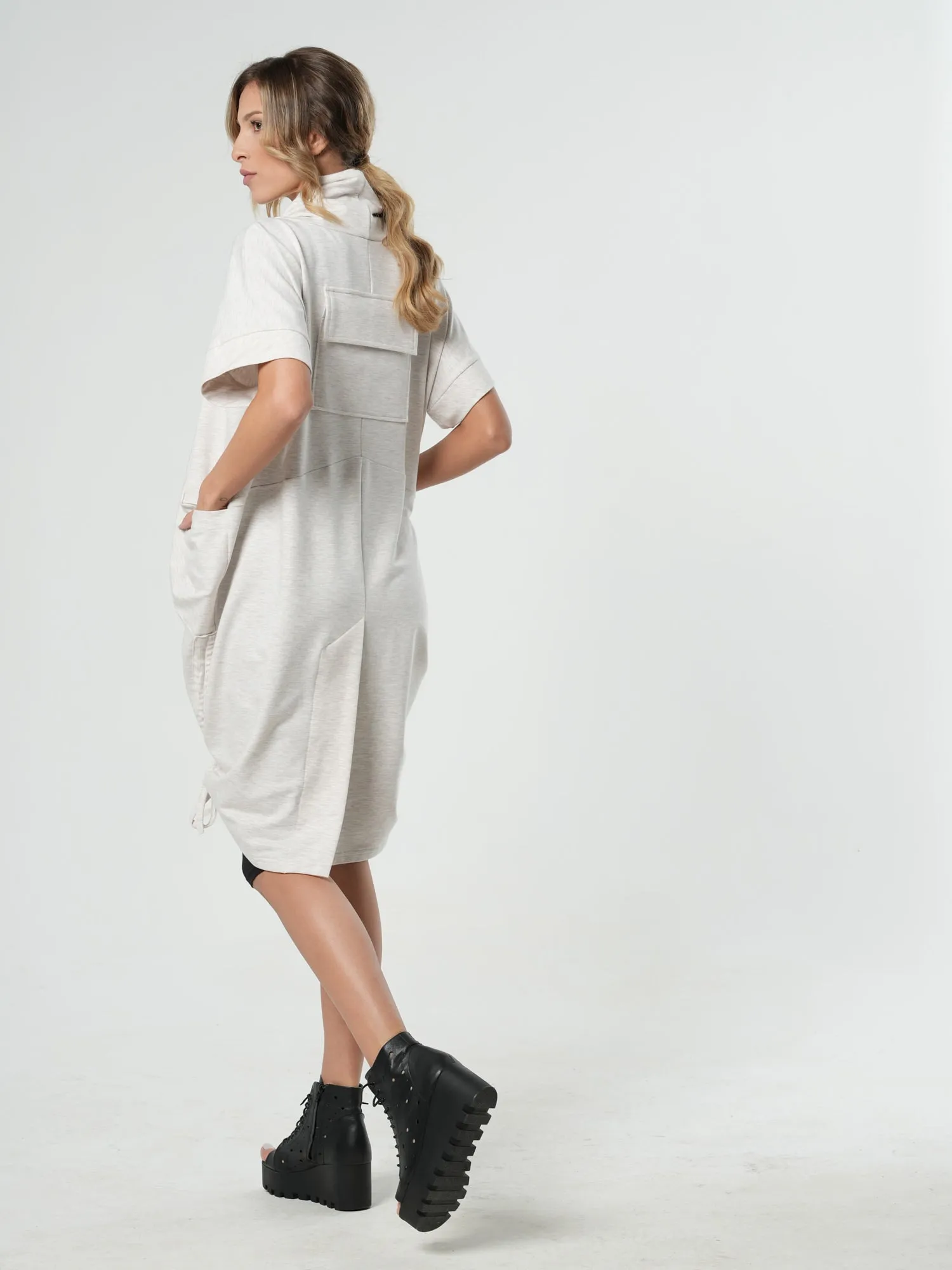 Extravagant Draped Tunic In Ivory