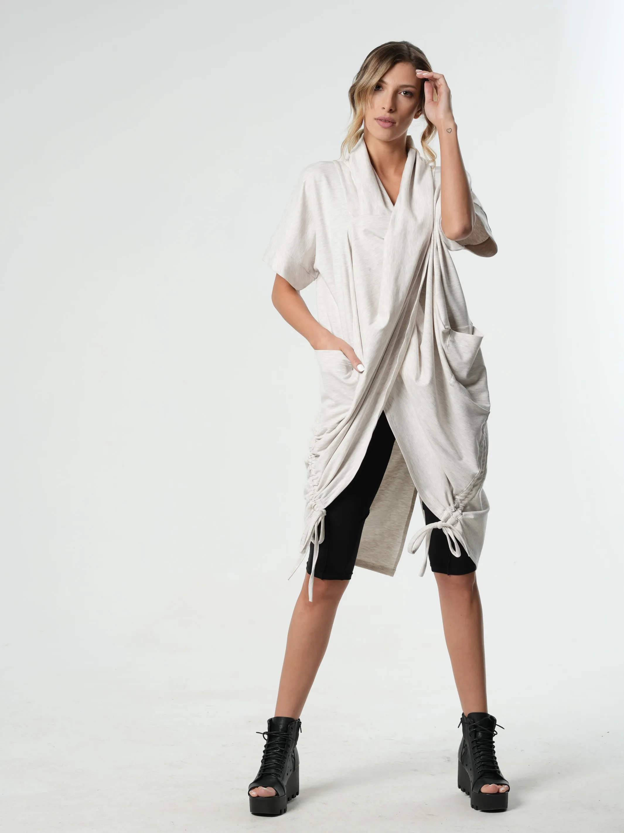 Extravagant Draped Tunic In Ivory