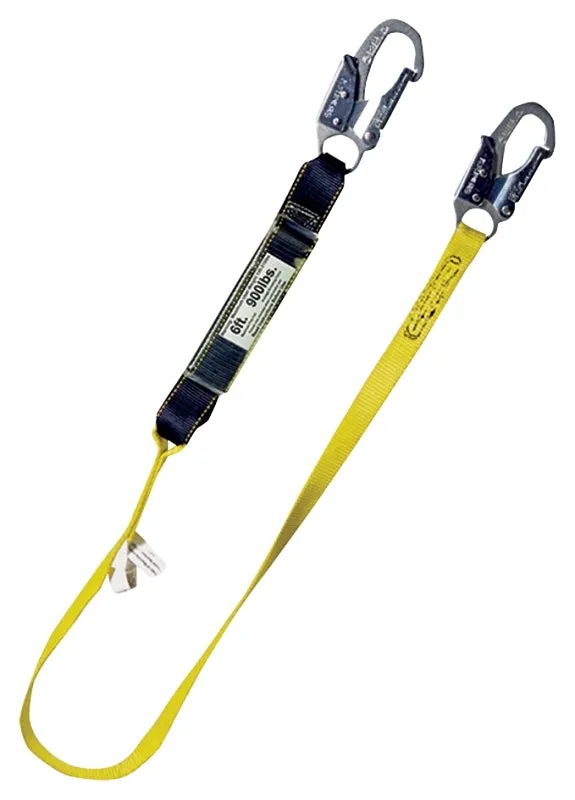 Guardian Fall Protection 01220 External Shock Lanyard, 130 to 310 lb, 6 ft L Line, Nylon/Polyester Line, 1-Leg, Snap :EA: QUANTITY: 1