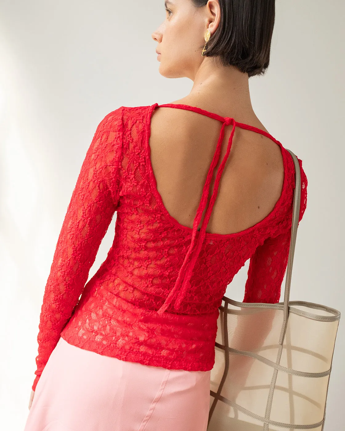 Hadley Top Lace Red