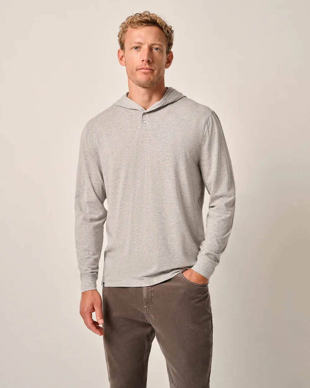 Johnnie-O Woodley Cotton T-Shirt Hoodie In Seal