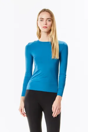 Long Sleeve Teal Cotton Layering Shell Top