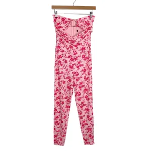 Lovers & Friends Pink/Red Floral Strapless Front Cutout Jumpsuit NWT- Size S