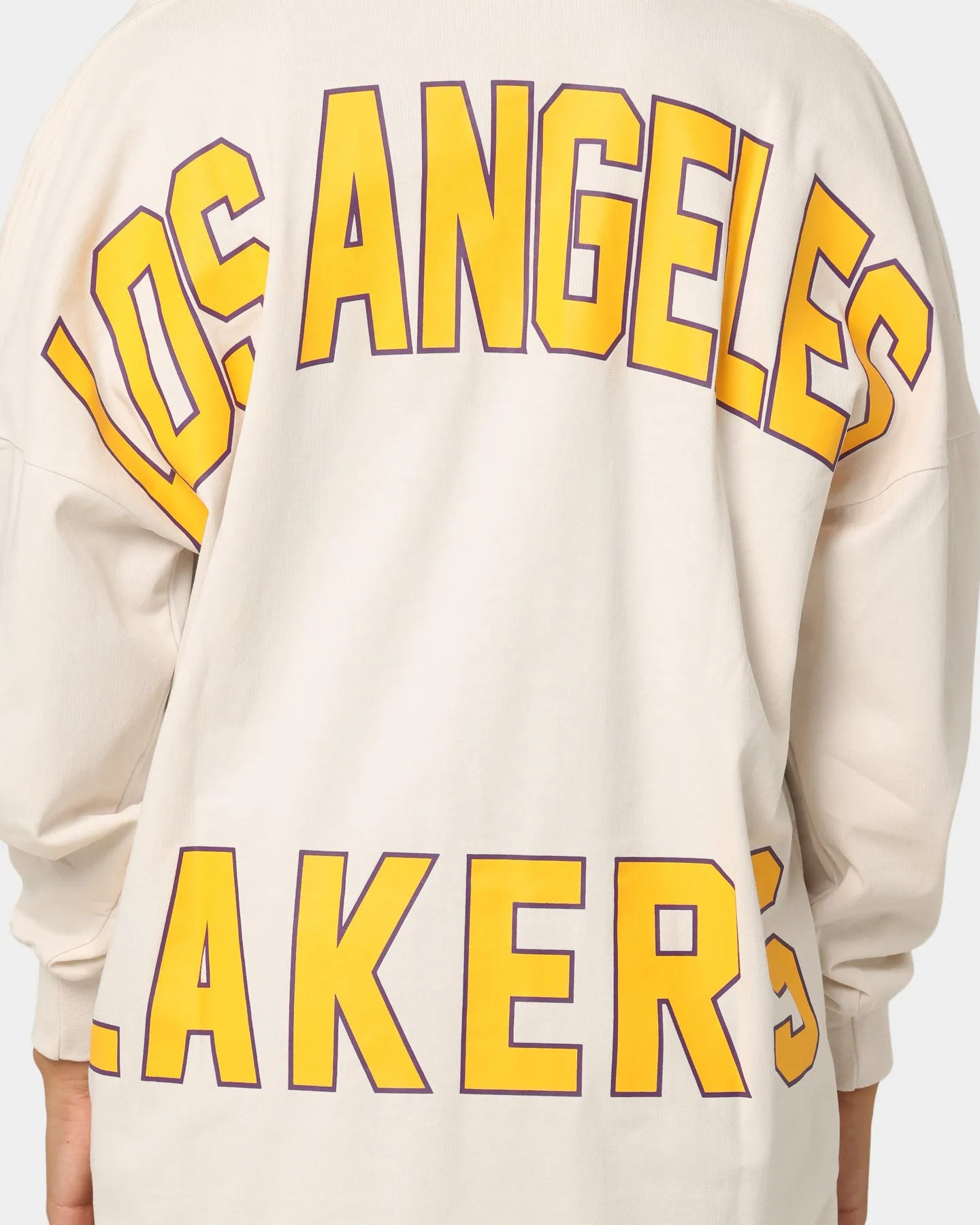 Mitchell & Ness Women's Los Angles Lakers NBA Haro Long Sleeve T-Shirt Faded White