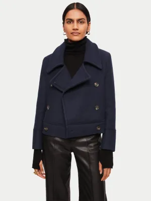 Modern Twill Pea Coat | Navy