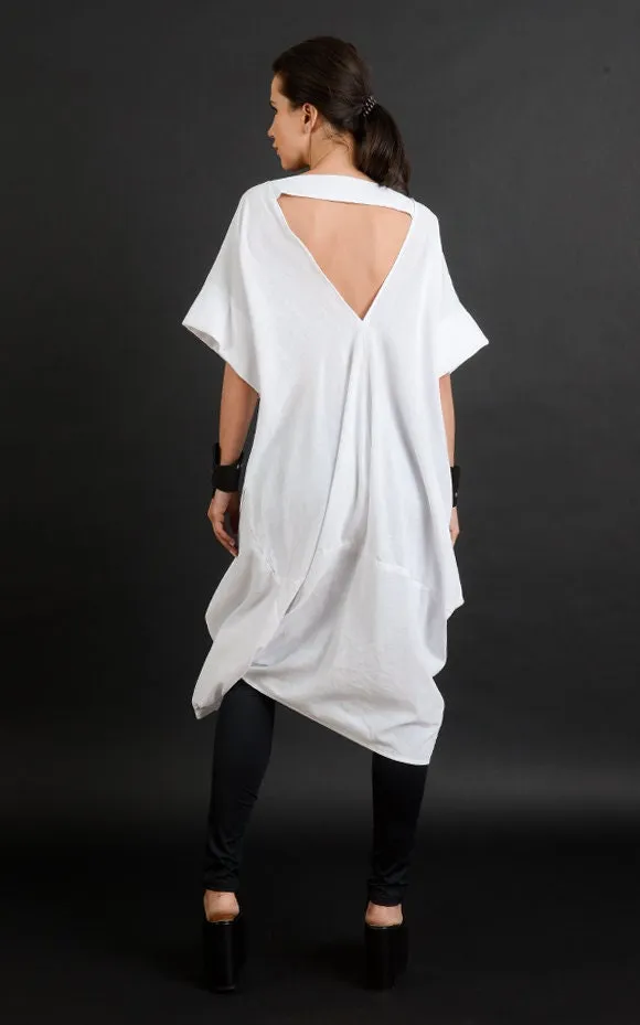 Open Back Loose Tunic With Linen