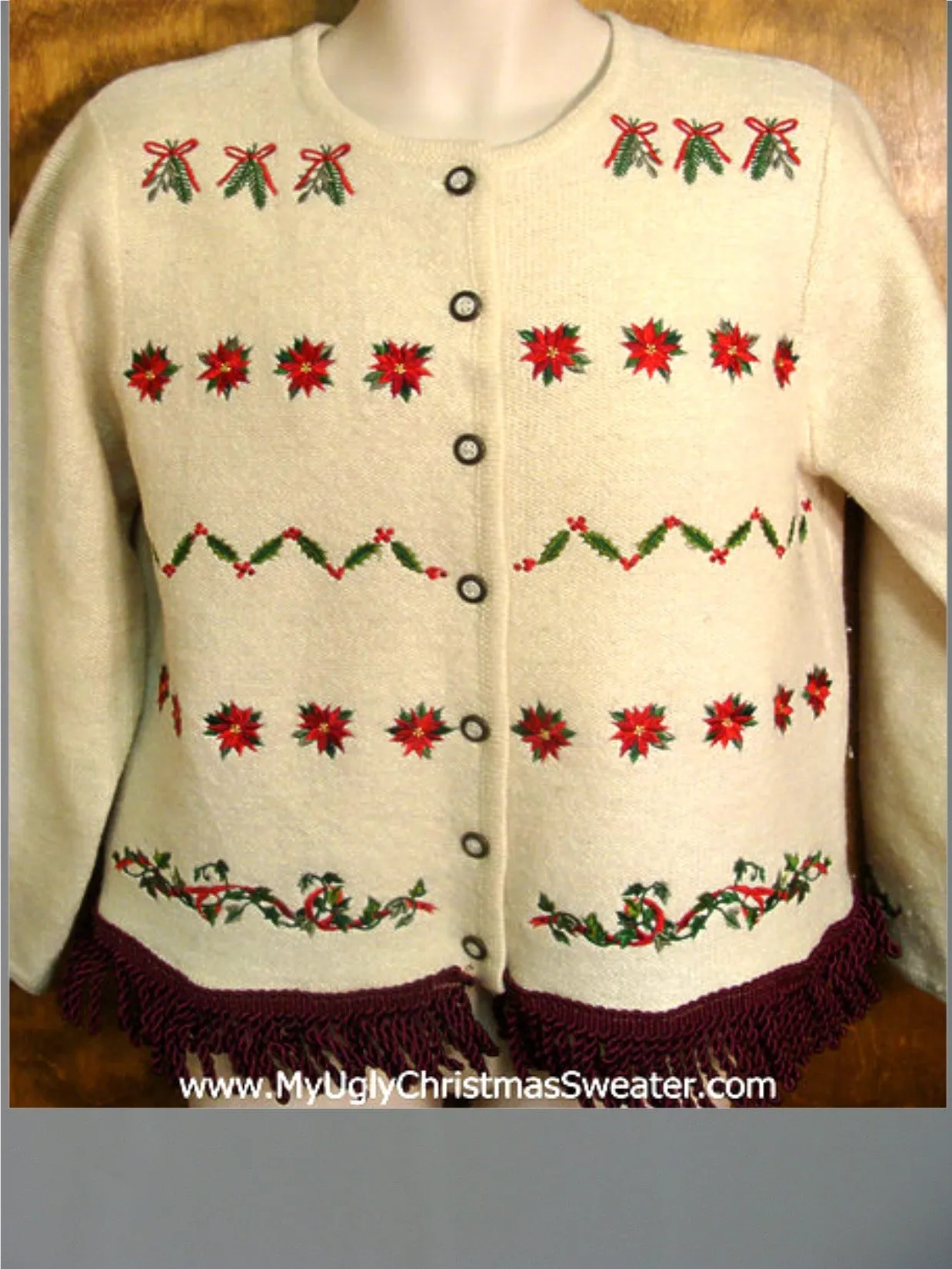 Poinsettias Holiday Design Bad Christmas Sweater