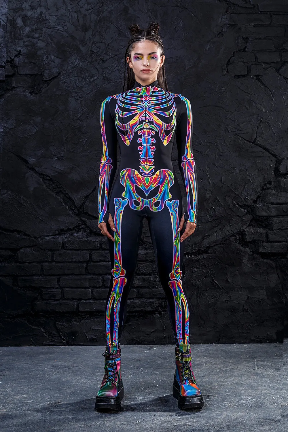 Rainbow Skeleton Costume