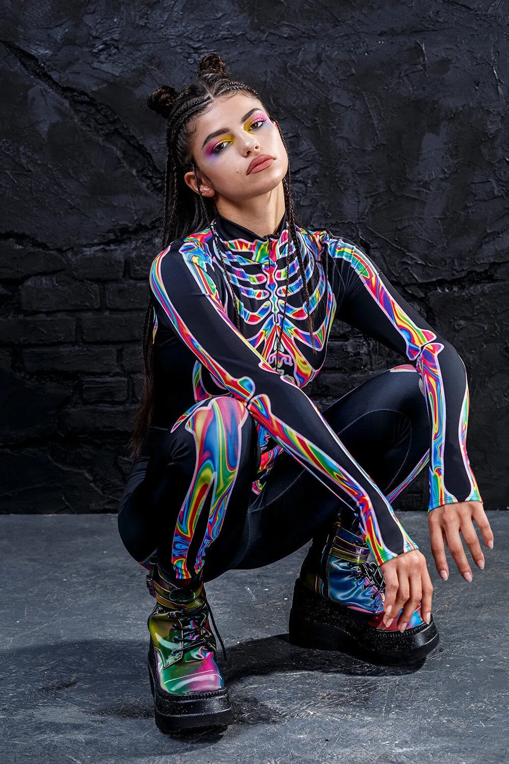 Rainbow Skeleton Costume