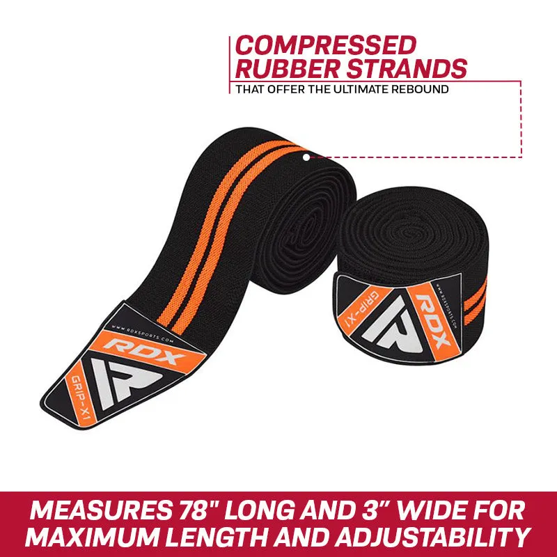 RDX K3 Elasticated Orange Knee Wraps OEKO-TEX® Standard 100 certified