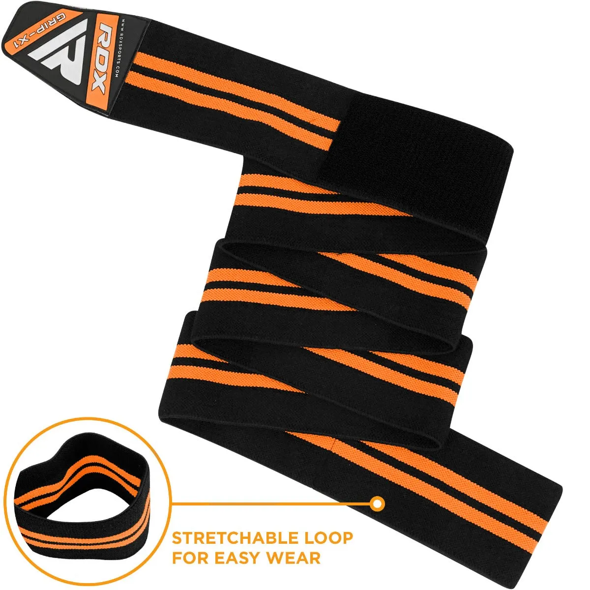 RDX K3 Elasticated Orange Knee Wraps OEKO-TEX® Standard 100 certified