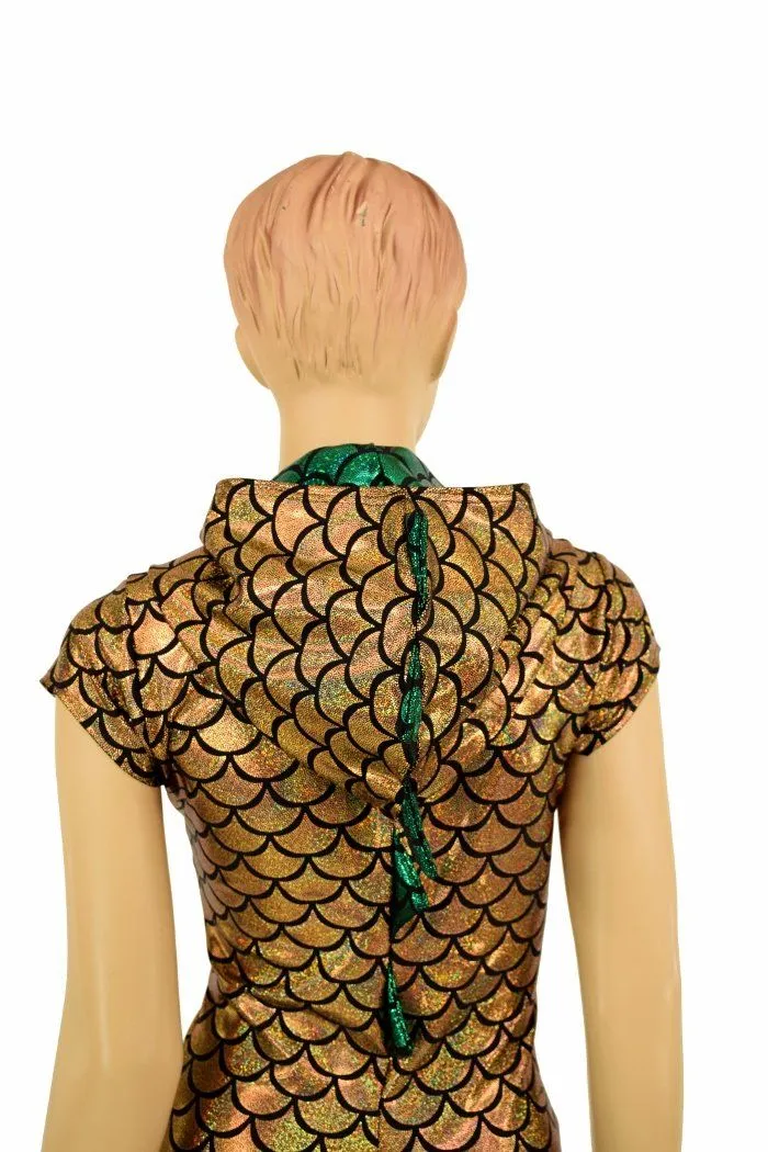 Ready to Ship Gold & Green Zipper Front Catsuit Medium