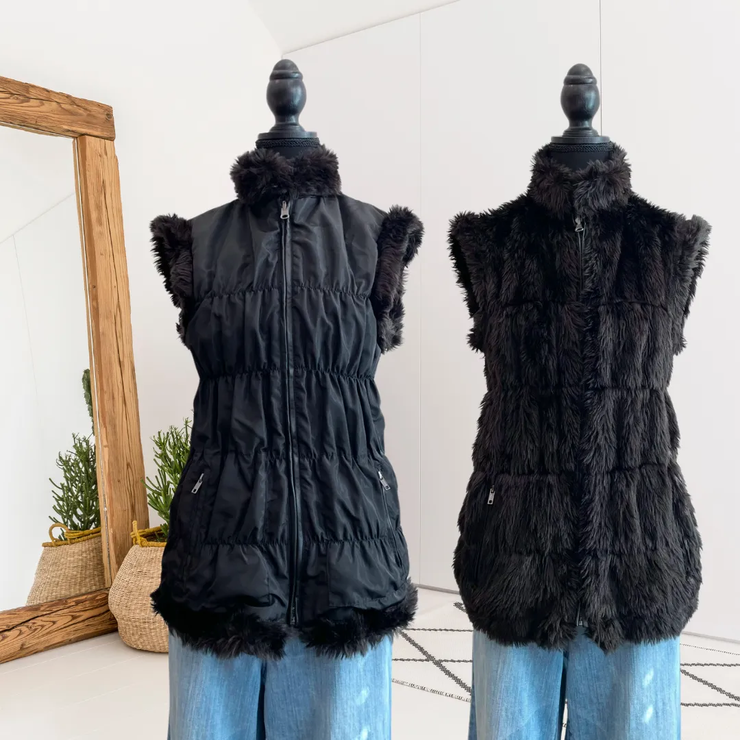 Reversible Faux Fur Knit Vest