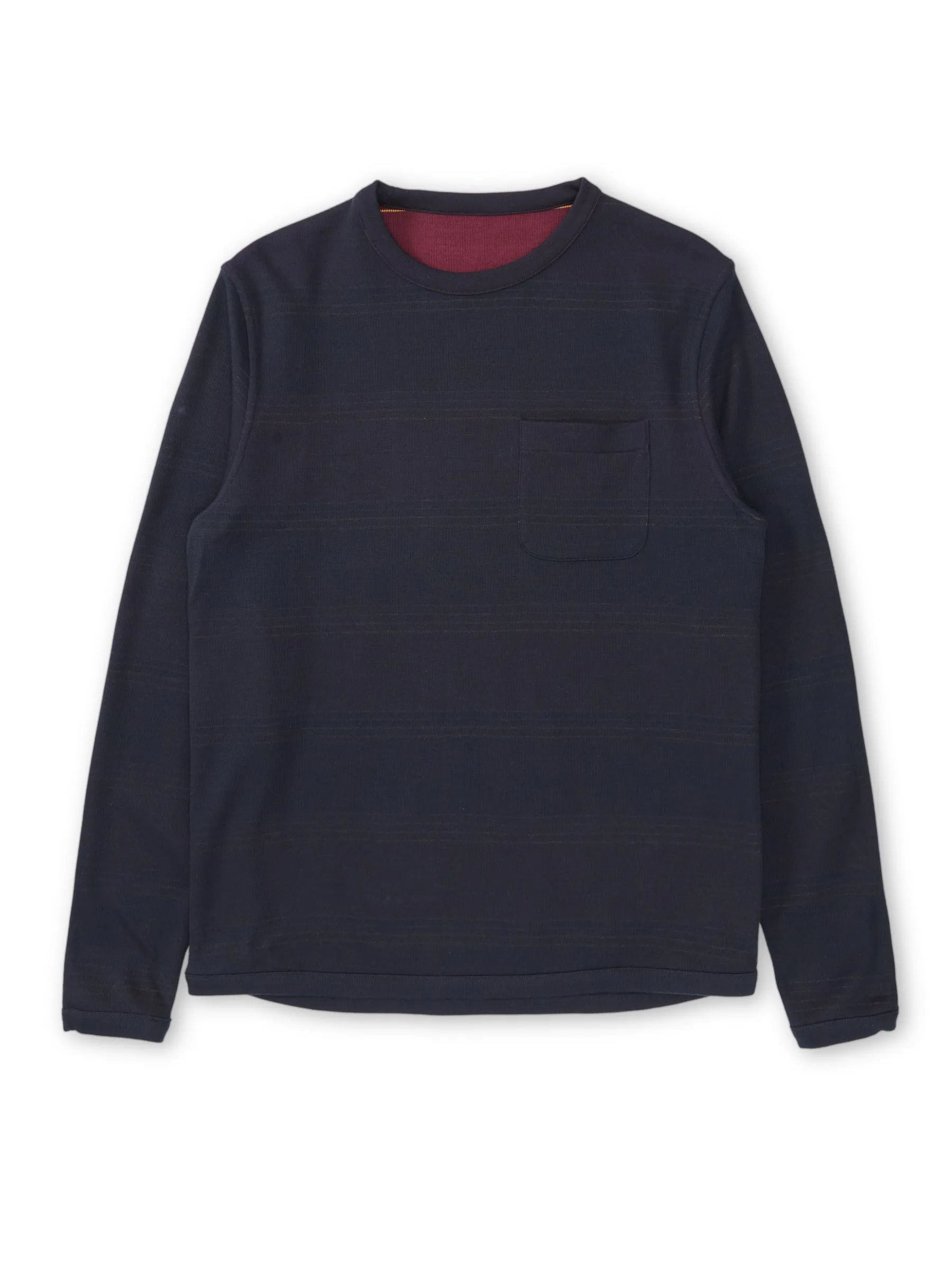 Reversible Newport Long Sleeve T-Shirt Hinkley Navy/Burgundy