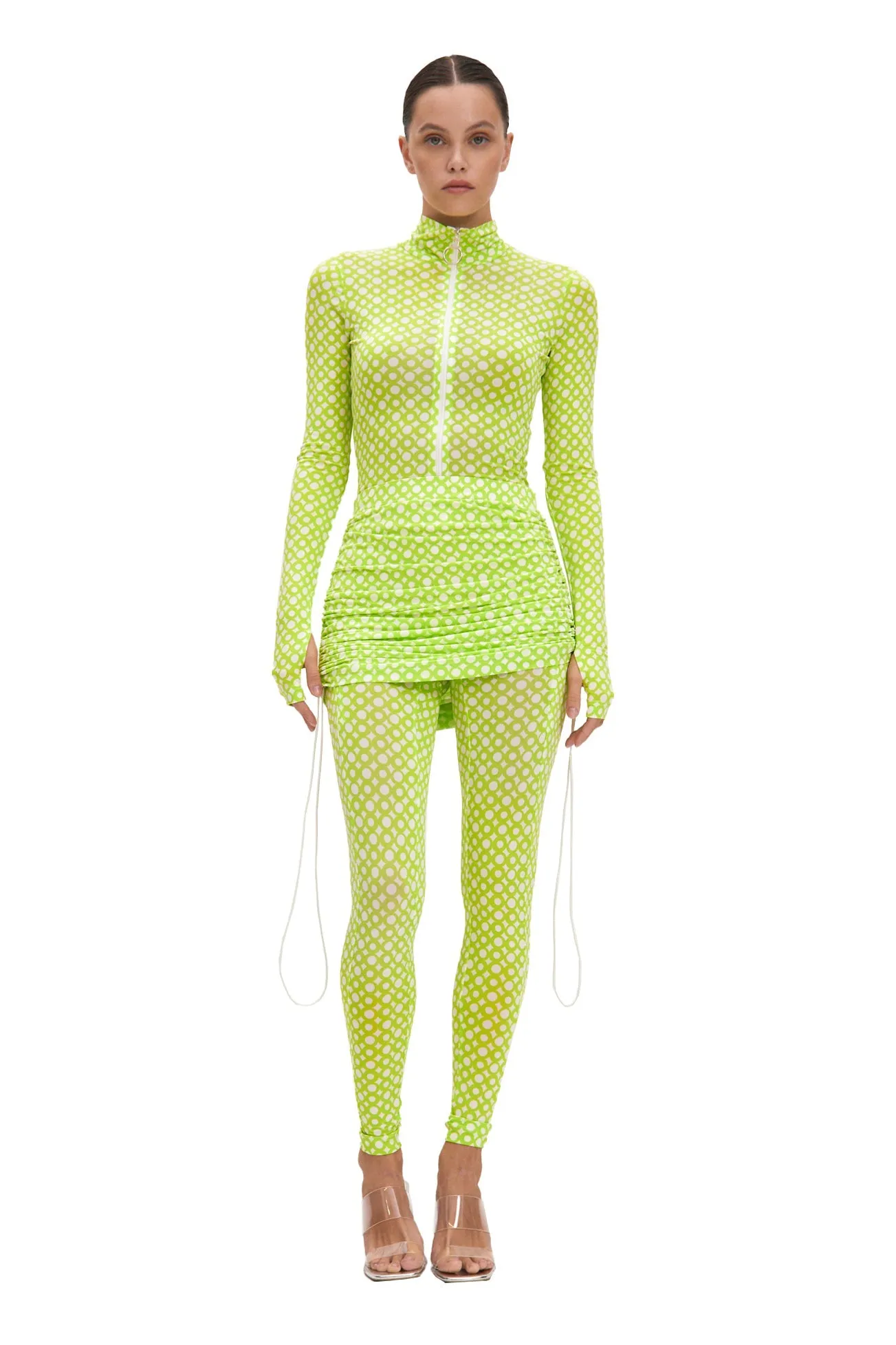 Set Lime Long Sleeve Turtleneck Full Bodysuit & Lime Teeny-Tiny Skirt