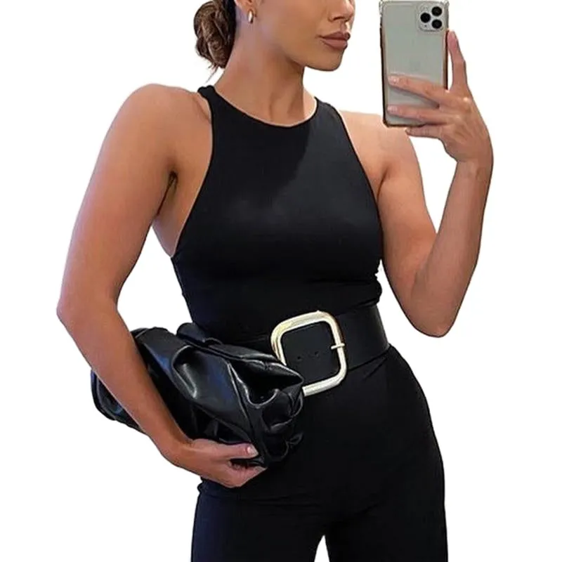 Sexy Ladies' O-neck Sleeveless Off Shoulder Bodysuit