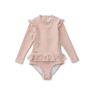 Sille Swim Jumpsuit - Y/D stripe: Coral blush/creme de la creme