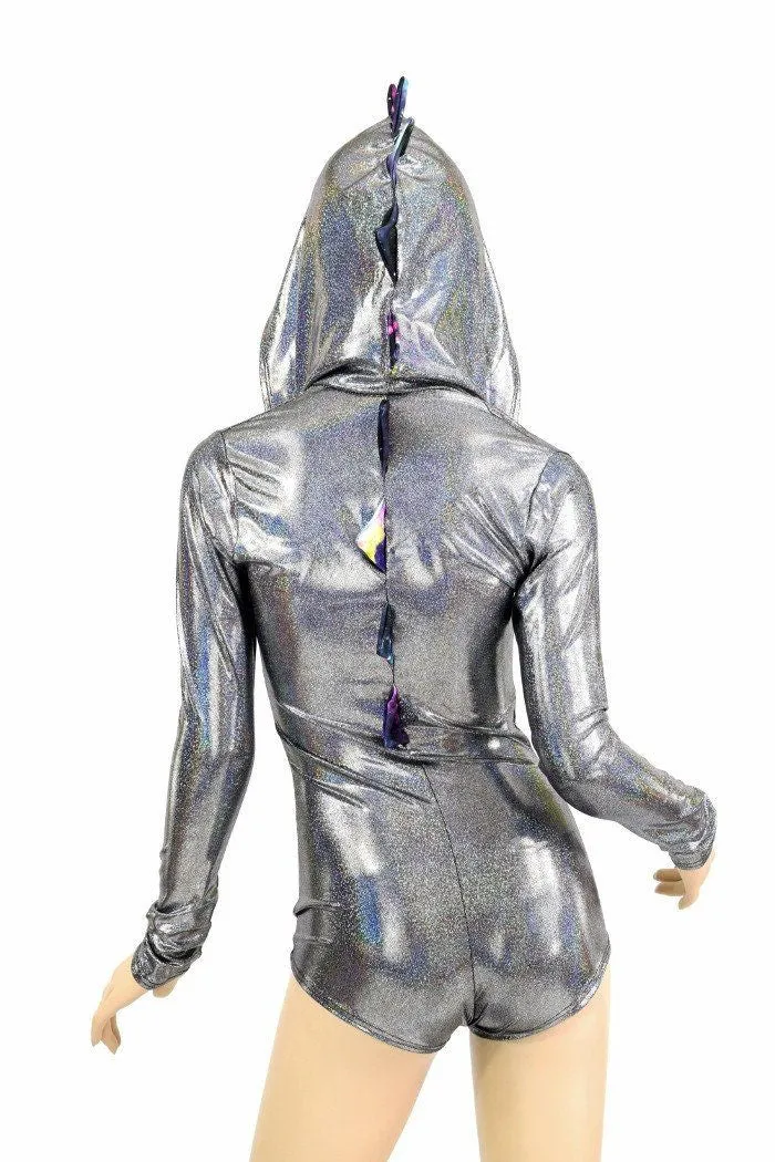 Silver Zippered Dragon Romper