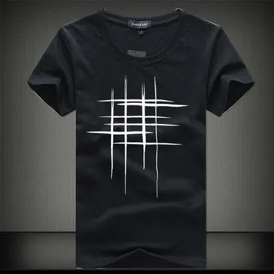 Simple Creative Design Line Cross cotton T Shirts for Summer