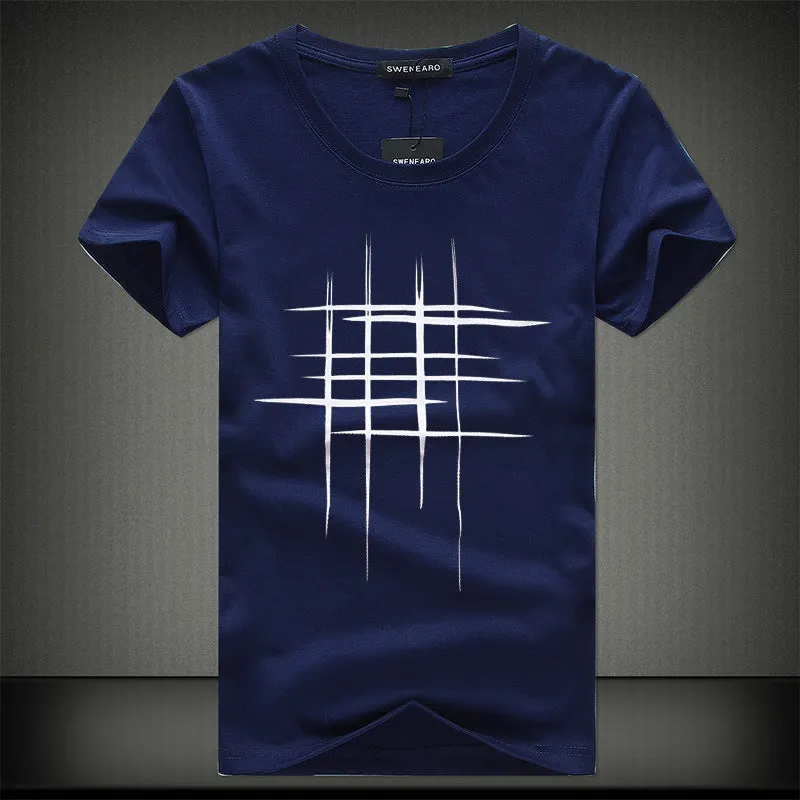 Simple Creative Design Line Cross cotton T Shirts for Summer