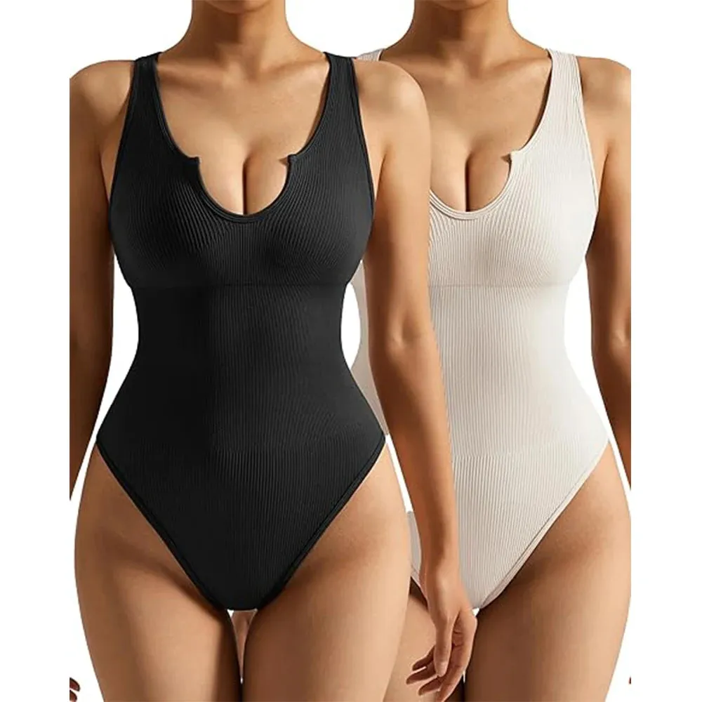 Sleeveless Halter Back Bodysuits  Notch Neck Ribbed Sexy Tank Tops Summer One Piece Bodycon Fashion Streetwear Bodysuit Women