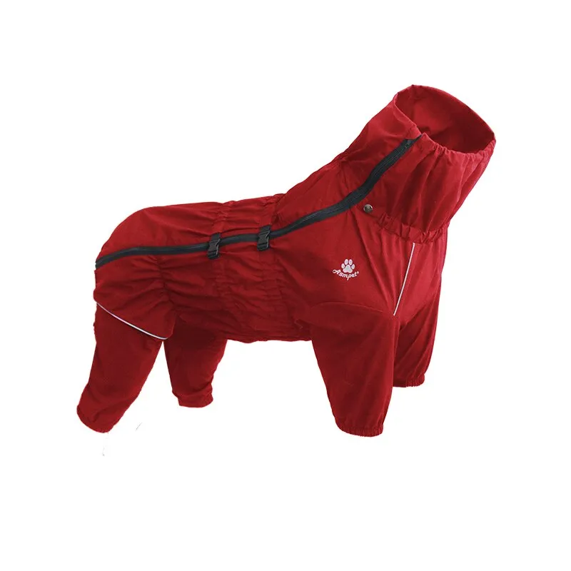 Stay Dry and Stylish: Waterproof Pet Dog Outdoor Jacket for Winter Adventures! Red / Black Raincoat