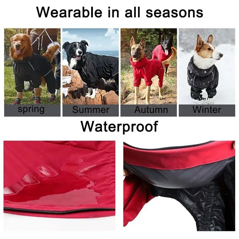 Stay Dry and Stylish: Waterproof Pet Dog Outdoor Jacket for Winter Adventures! Red / Black Raincoat