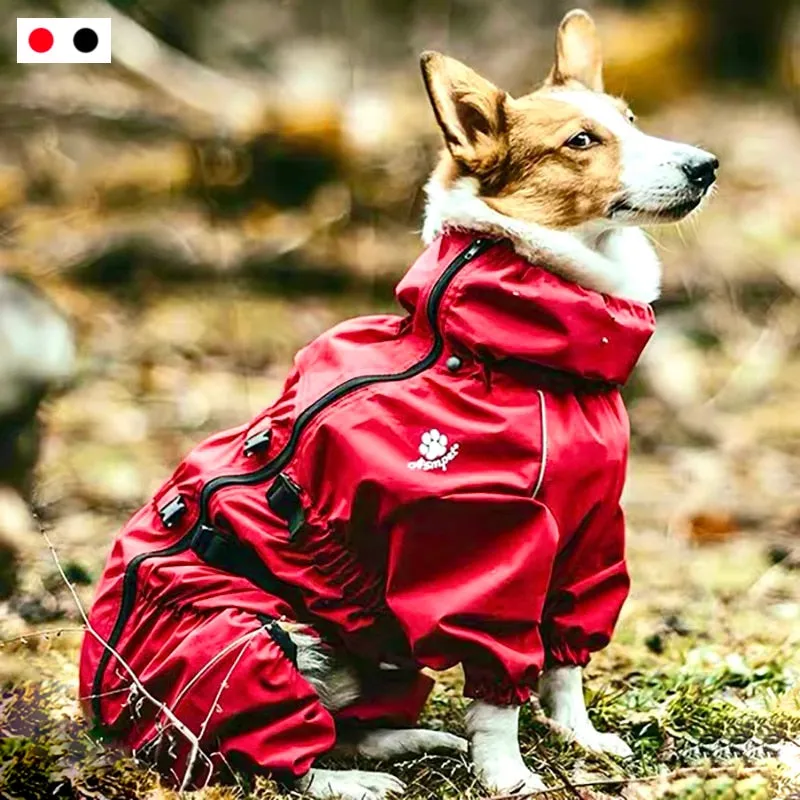 Stay Dry and Stylish: Waterproof Pet Dog Outdoor Jacket for Winter Adventures! Red / Black Raincoat