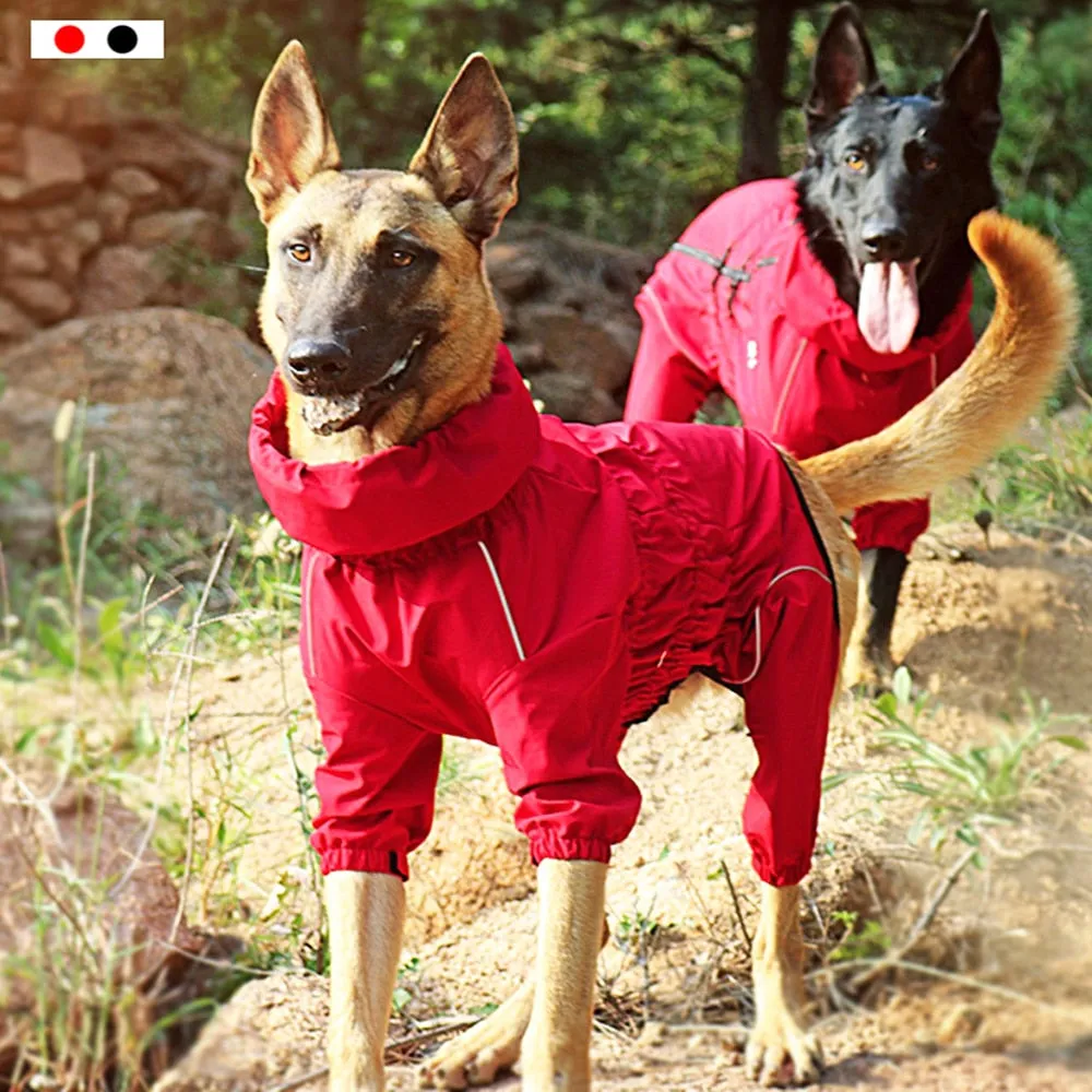 Stay Dry and Stylish: Waterproof Pet Dog Outdoor Jacket for Winter Adventures! Red / Black Raincoat