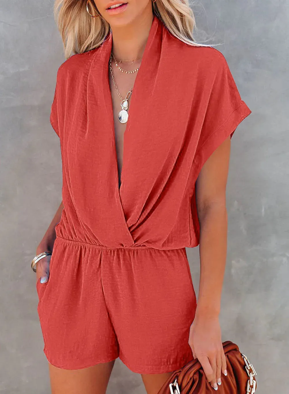 Summer 2024 New Europe and the United States cross-border foreign trade women's V-collar casual jumpsuit