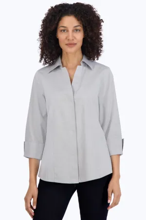 Taylor Pinpoint No Iron 3/4 Sleeve Shirt, Silver