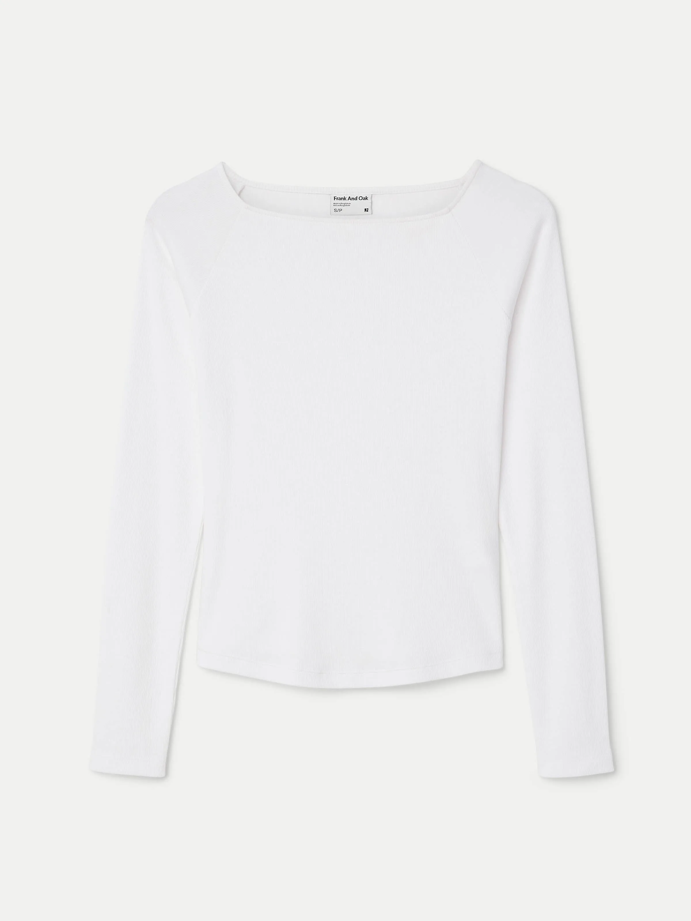 The Open Neck Long Sleeve T-Shirt in White