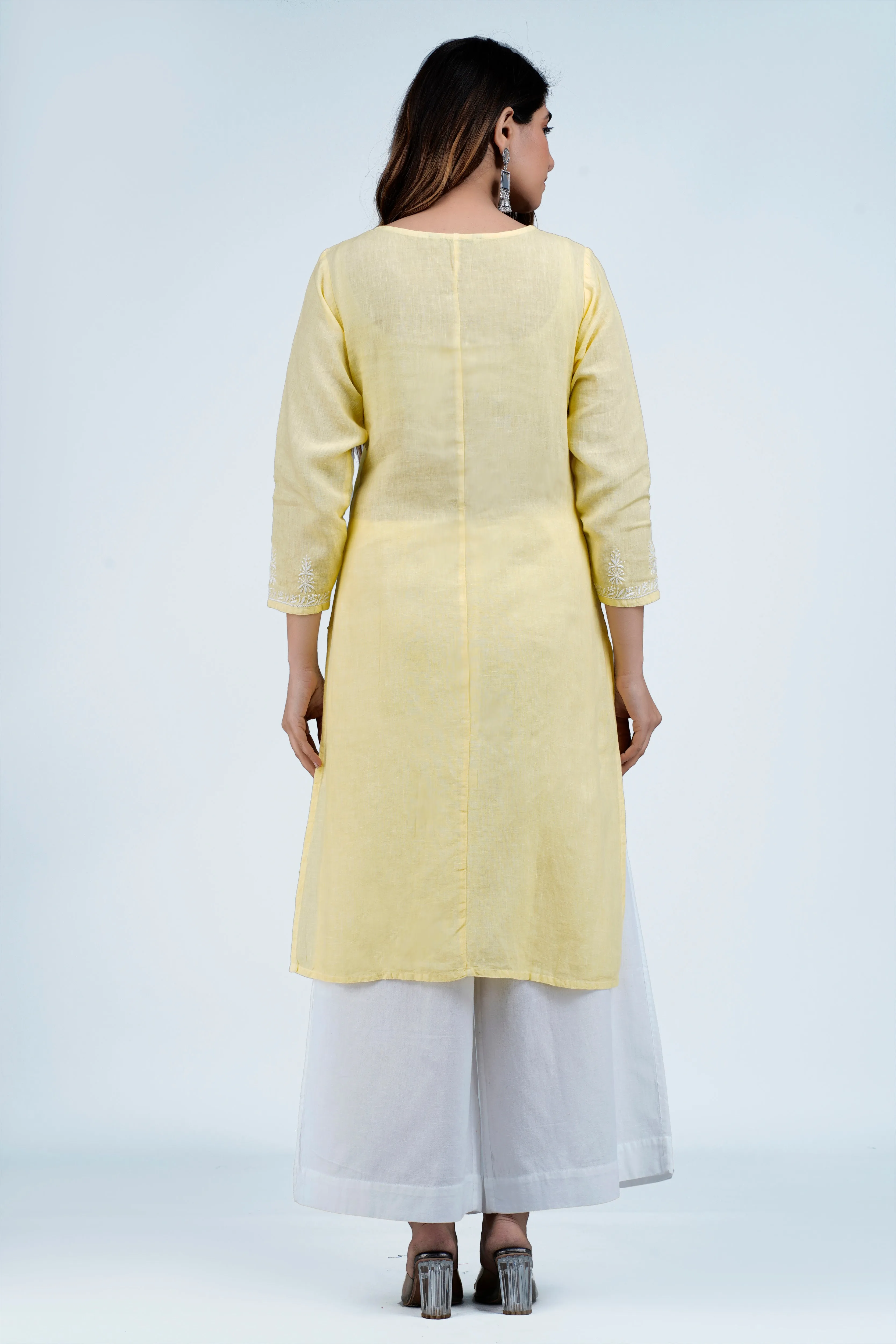 TISTA Linen-Cotton Hand Embroidered Tunic Kurti: Made to Order/Customizable