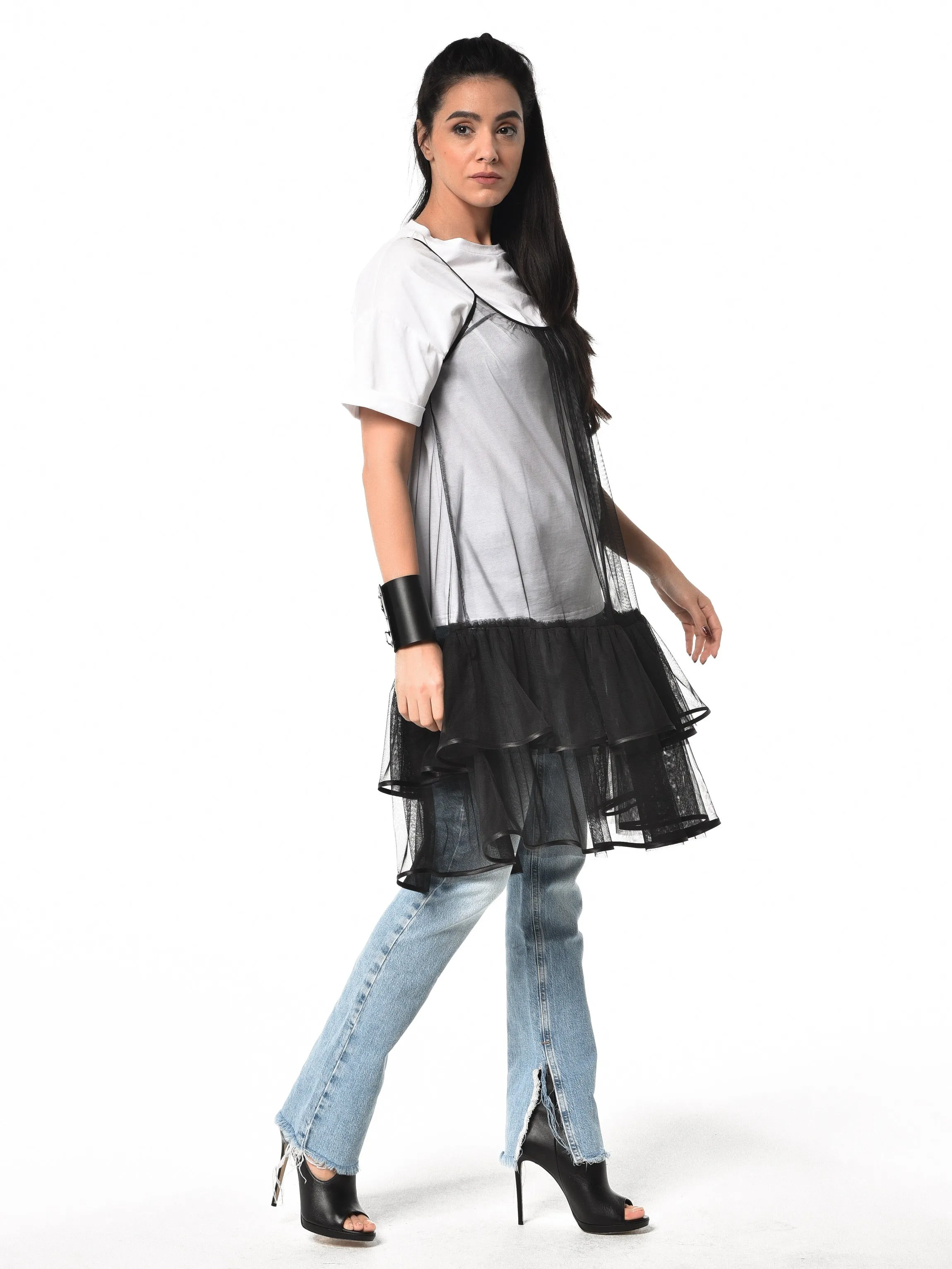 Transparent Sleeveless Tulle Tunic