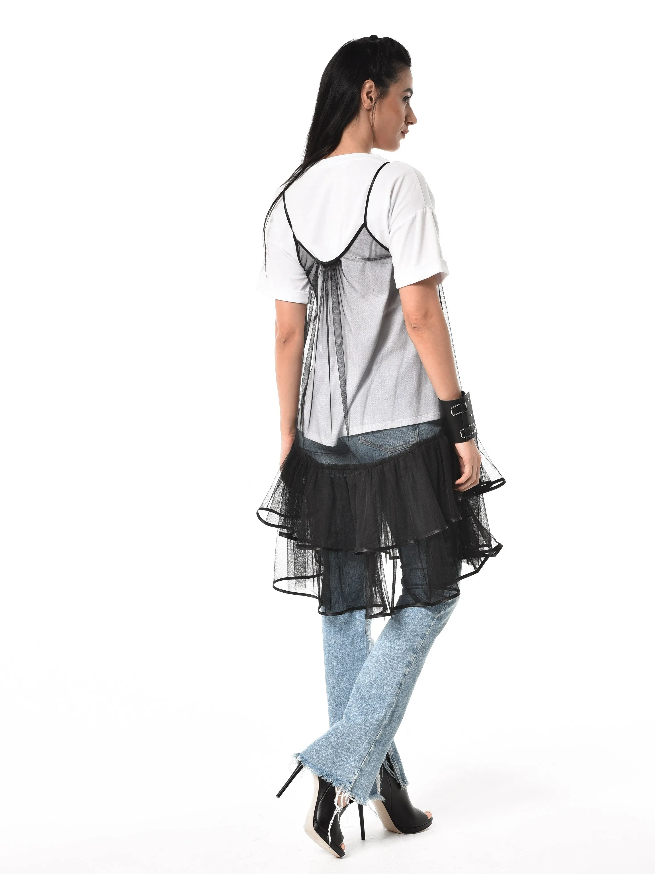 Transparent Sleeveless Tulle Tunic