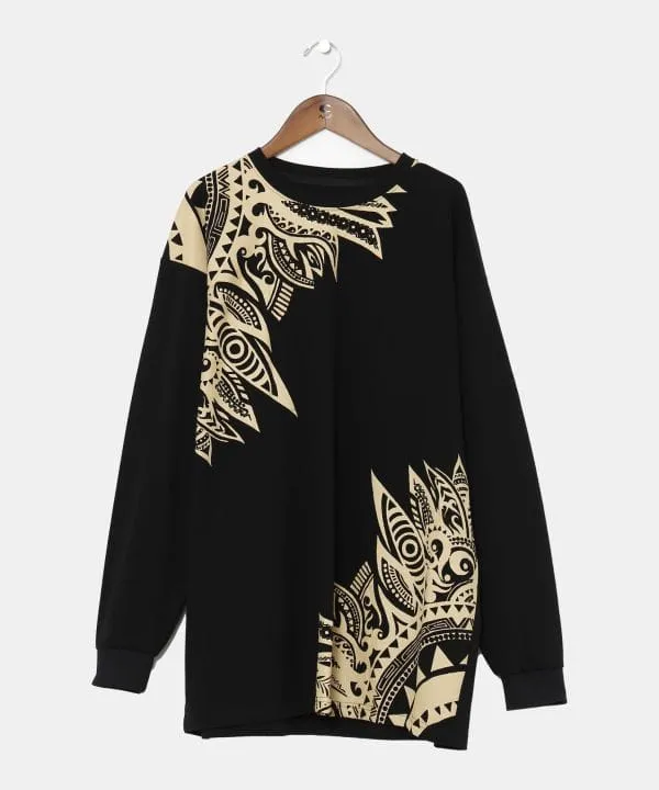 Tribal Feather Graphic Long Sleeve Tee