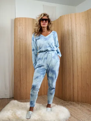 Vintage Sky Blue Cloud Jumpsuit